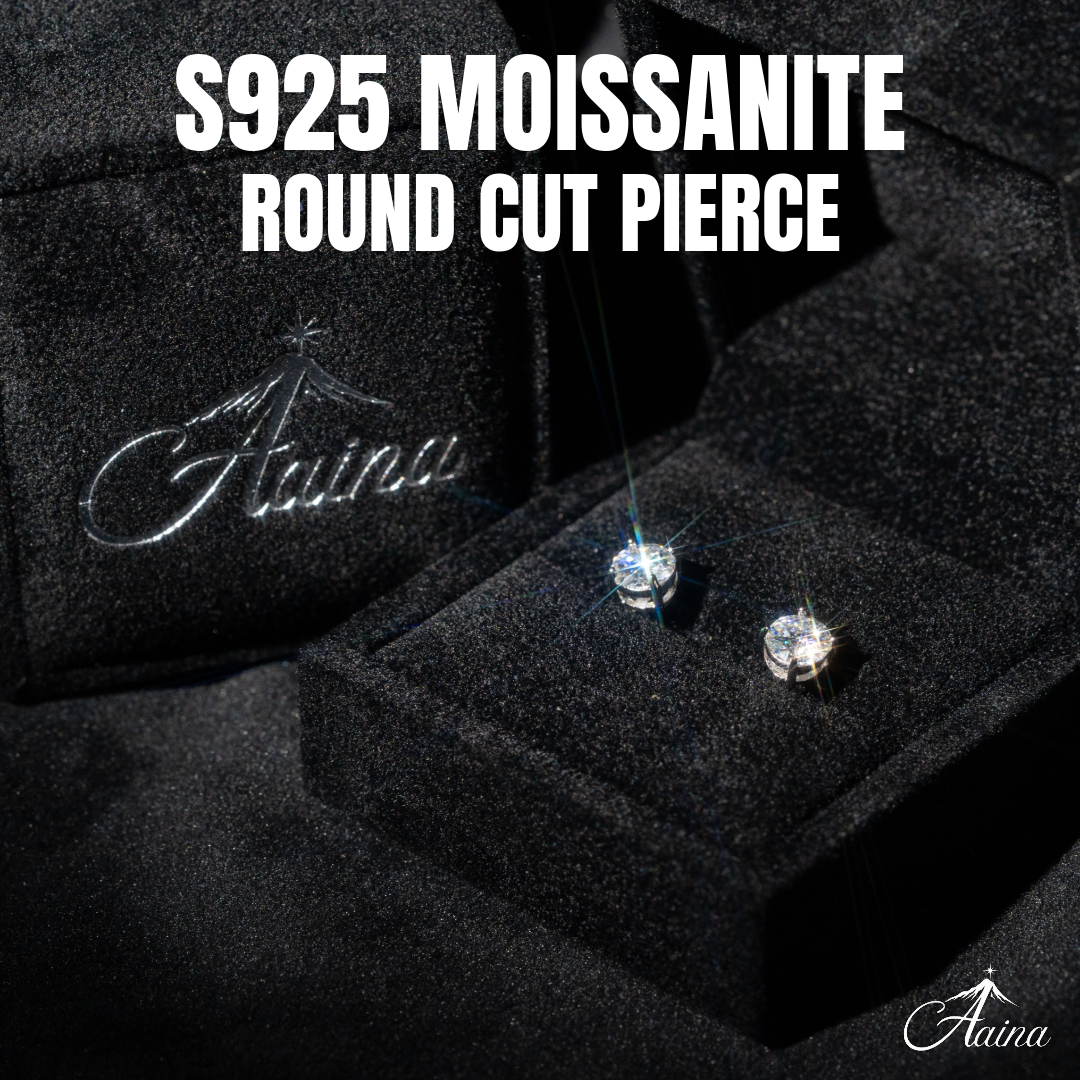 S925 Moissanite Round Cut Pierce