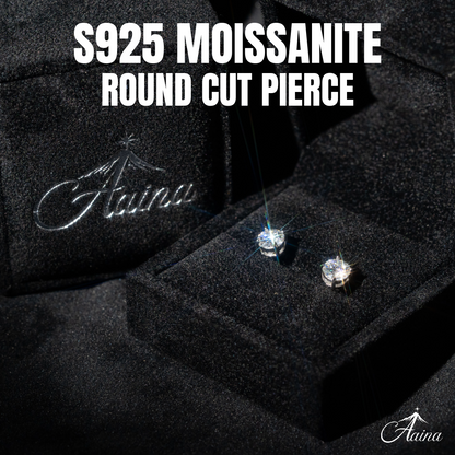 S925 Moissanite Round Cut Pierce